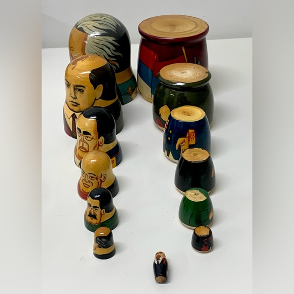 1990s Vintage Soviet Era Hand Painted Wooden Historic Russian Leaders Matryoshka - Picture 15 of 15